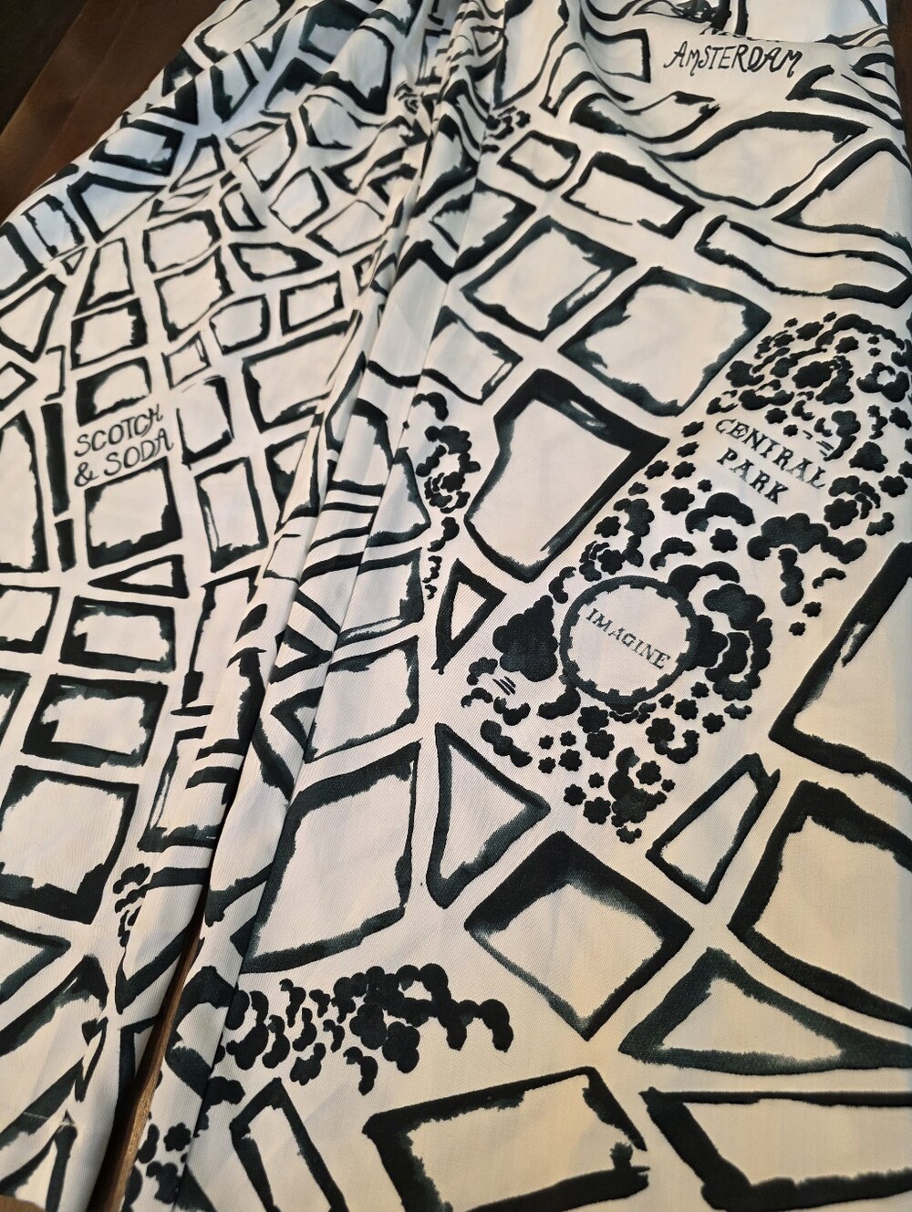 NWT Scotch & Soda Eleni Pants Amsterdam Print White Green High Rise Wide Leg Sm - Picture 11 of 13